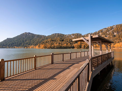 Wooden platform in Kovada Lake at Egirdir. Isparta / Turkey. Taken via medium format camera.