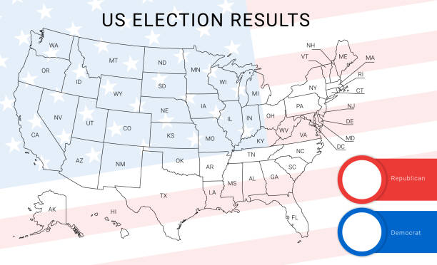 ilustrações, clipart, desenhos animados e ícones de mapa eleitoral dos eua. modelo de infográficos de resultados da eleição presidencial americana. todos os estados são separados e nomeados no painel de camadas - south carolina map cartography outline