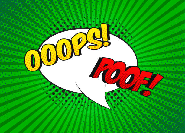 ilustrações de stock, clip art, desenhos animados e ícones de cartoon speech bubble with phrase oops and poof. - comic book cartoon poof exploding