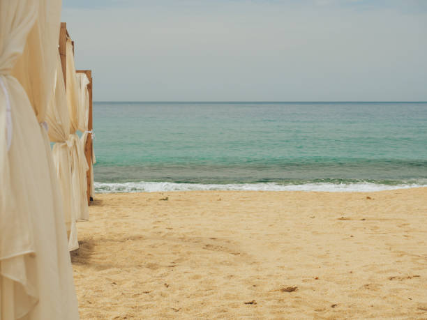 istock Empty sand beach at Cleopatra beach in Alanya 1281329406