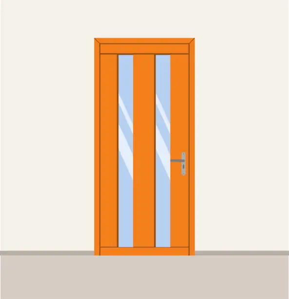 Vector illustration of Interior doors, office, entrance. Door icon. Cartoon colourful front doors. Vector illustration in minimalistic flat design style.