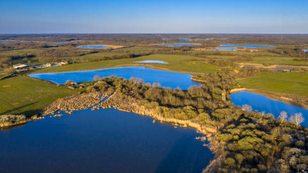 Aerial view of la Brenne Aerial view of lakes, ponds and meadows in La Brenne nature reserve, France fen photos stock pictures, royalty-free photos & images