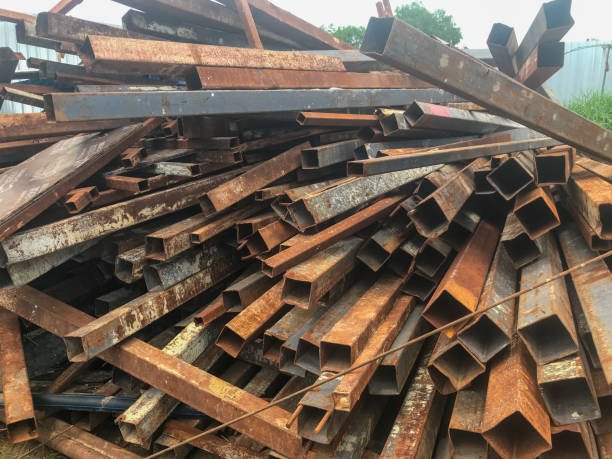 istock close up Stack of steel bar at construction site 1281332189