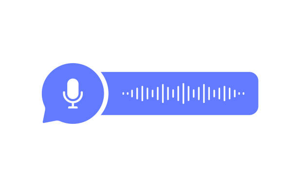 ikona bąbelkowa wiadomości głosowych z falą dźwiękową i mikrofonem. korespondencja z wiadomościami głosową. nowoczesna ilustracja wektorowa w stylu płaskim - decibel stock illustrations