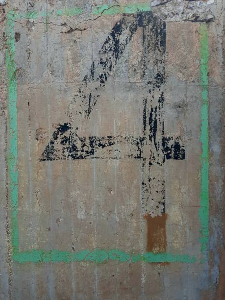 istock number 4 painted on old concrete wall, number three hand painted, number four weathered 1281338846