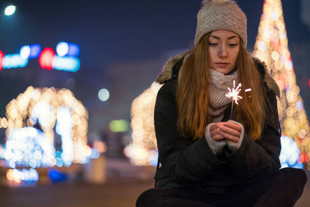 istock Burning bengal fire at Christmas Eve 1281343461