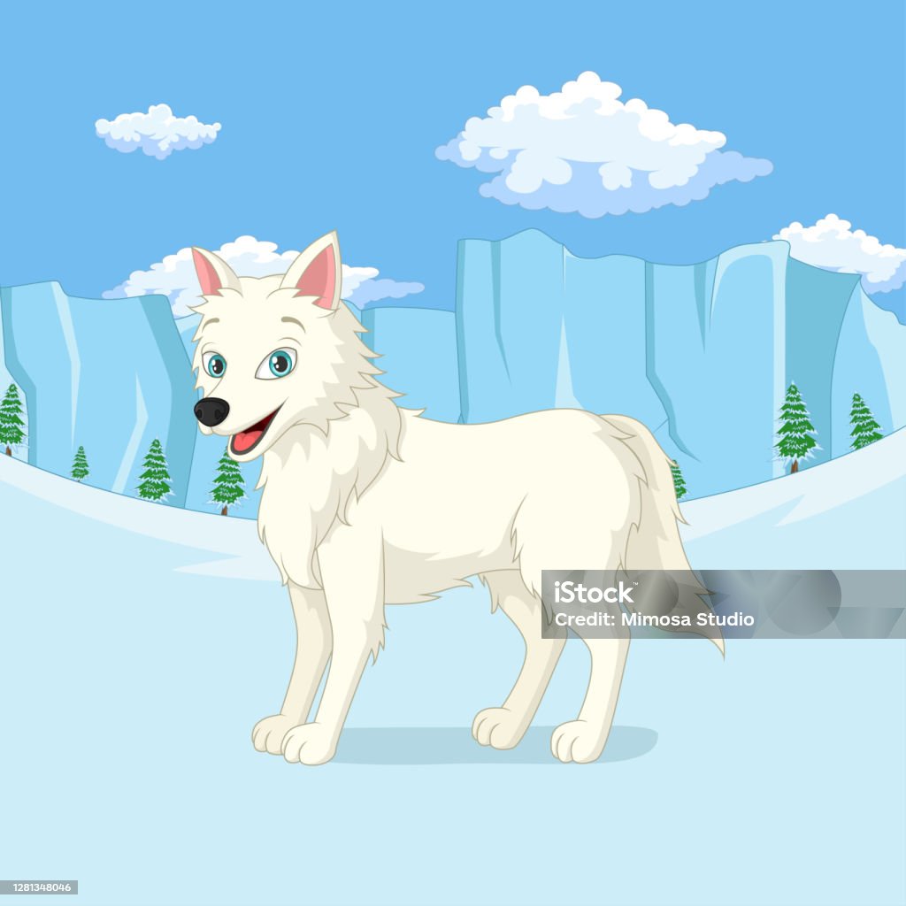 Phim Hoạt Hình Sói Bắc Cực Đứng Trong Rừng Mùa Đông Hình minh họa ...