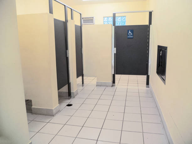 istock Public Restroom with 3 Stalls 1281352730