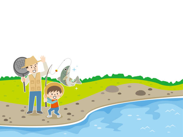 stockillustraties, clipart, cartoons en iconen met illustratie van ouder en kind visserij - cybercrime children