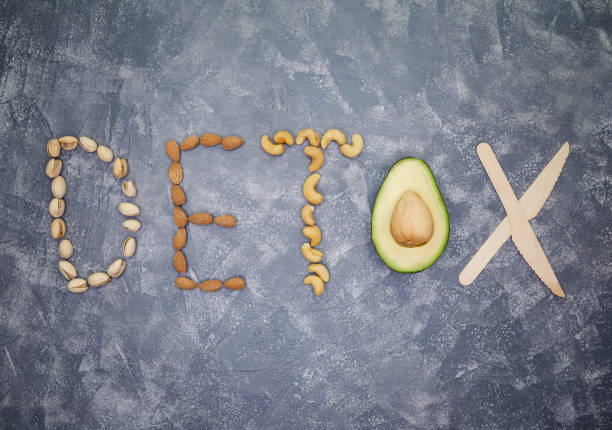 istock Lettering detox made from nuts and avocado. Diet, clean eating, vegan 1281367903