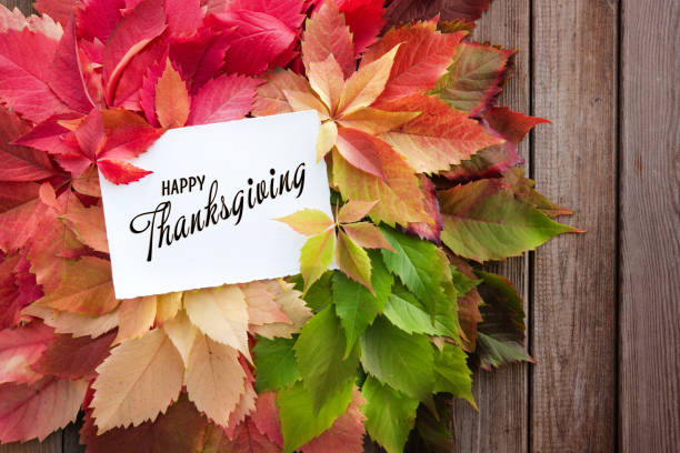 istock Colorful autumn leaves on rustic wooden background with text 1281373788