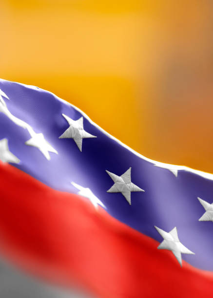 istock US flag on yellow background. Background for creating a postcard or invitation card. Vertical photo 1281381726