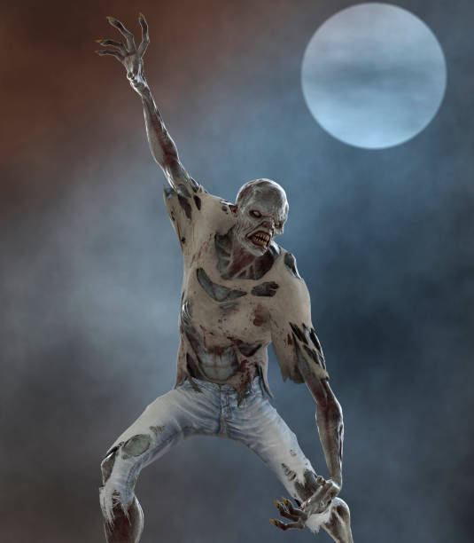 istock Fantasy zombie monster full moon 3d illustration 1281383545