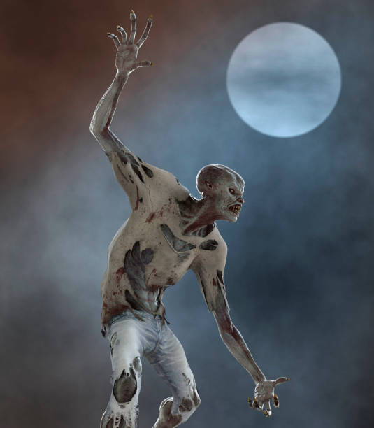 istock Fantasy zombie monster full moon 3d illustration 1281383549