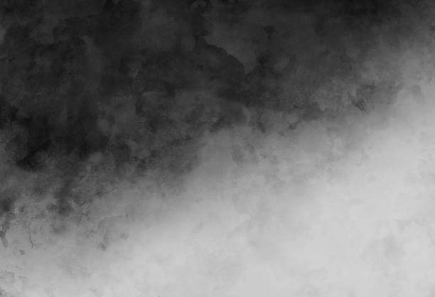 istock Black gradient watercolor background texture and distressed vintage grunge and paint stains in backdrop illustration, old black and white marbled mottled pattern in dark website or  wallpaper design 1281384705