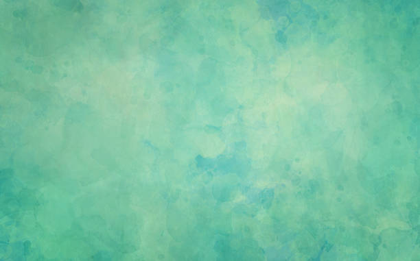Blue green background, old watercolor paper texture, painted marbled vintage grunge illustration stock photo