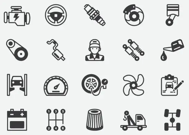 Vector illustration of Auto service ,Car Features Pixel Perfect Icons