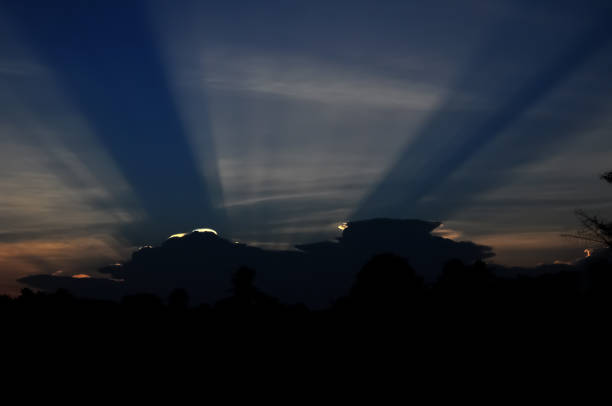 Evening view of the rays when the sunsets