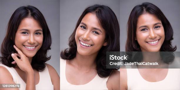 Fashion Portrait Profile Asian Woman Fashionable Item Make Up Stock Photo - Download Image Now