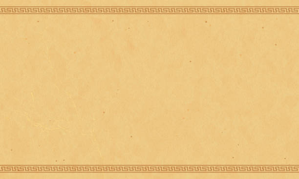 istock Antique papyrus paper with Greek ornaments. Marble background. 1281400445