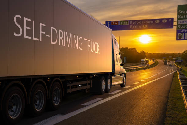 truck in autonomous driving version truck in autonomous driving version driverless transport stock pictures, royalty-free photos & images