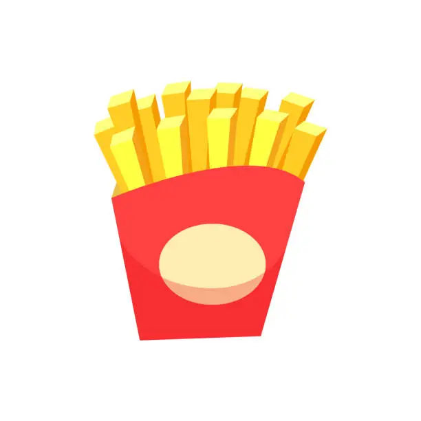 Vector illustration of French Fries Package Fried Potatoes Isolated Icon