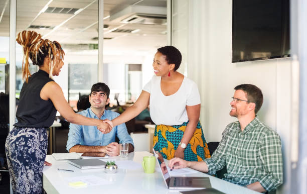 istock Congratulating and appreciating a colleague 1281405865