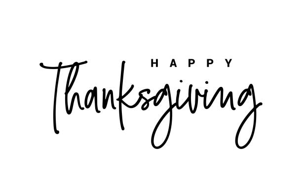 ilustraciones, imágenes clip art, dibujos animados e iconos de stock de tipografía de acción de gracias. feliz día de acción de gracias pintado a mano. - happy thanksgiving