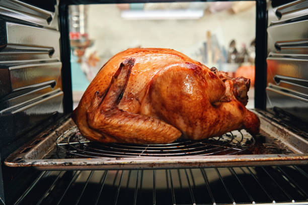 istock Roasting Turkey in the Oven for Holiday Dinner 1281409638