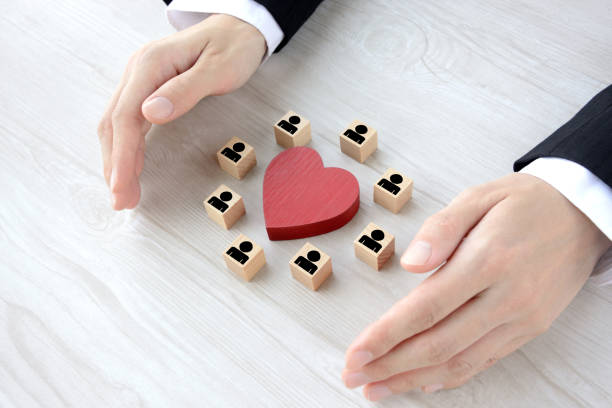 istock Business man keeping and saving human resources images 1281410373