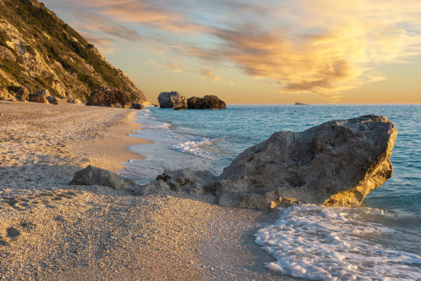 istock Sunset on Megali Petra beach 1281412169