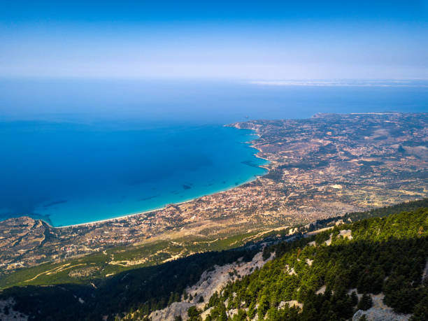 istock Panoramic view over Kefalonia and seascape from the mountain top Mount Ainos 1281416424