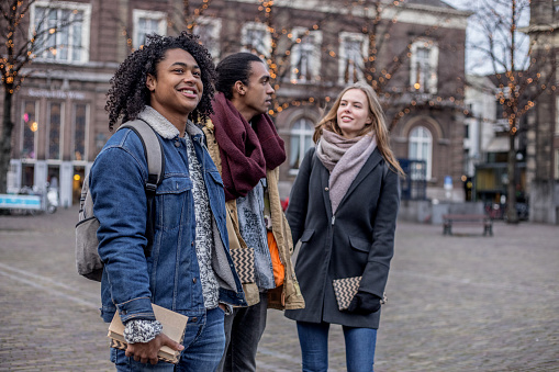 Multi ethnic university students going to classes in the Netherlands