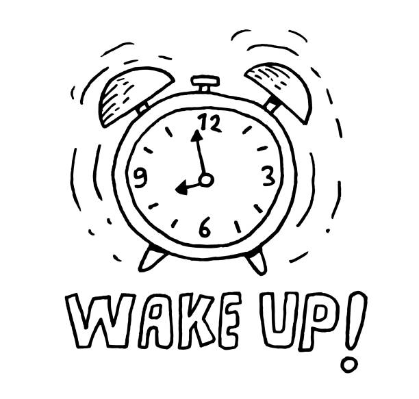 Ringing alarm sketch illustration Ringing alarm alarm clock illustrations stock illustrations