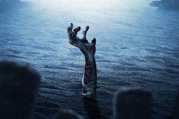 istock Zombie hand with blood and wound 1281425249