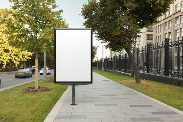 istock Advertising billboard stand mock up on the street. 1281425606