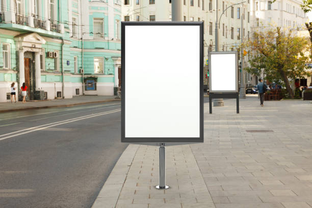 istock Advertising billboard stand mock up on the street. 1281426622