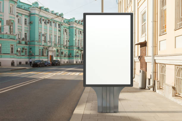 istock Advertising billboard stand mock up on the street. 1281426777