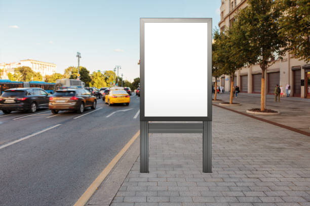 istock Advertising billboard stand mock up on the street. 1281427014