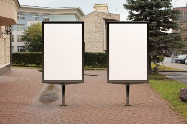 istock Advertising billboard stand mock up on the street. 1281427213