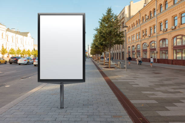 istock Advertising billboard stand mock up on the street. 1281427912