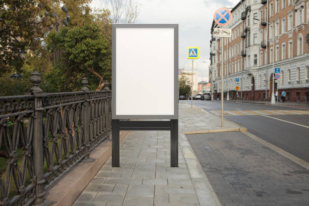 istock Advertising billboard stand mock up on the street. 1281428139