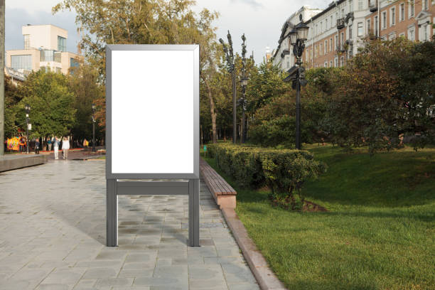 istock Advertising billboard stand mock up on the street. 1281428256