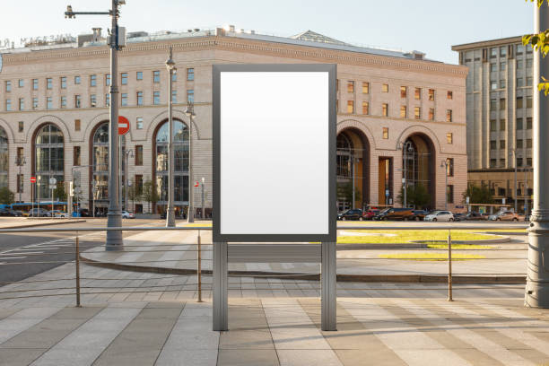 istock Advertising billboard stand mock up on the street. 1281428504