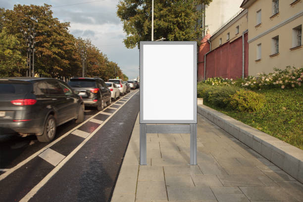 istock Advertising billboard stand mock up on the street. 1281428565