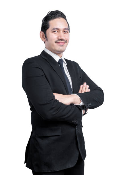 istock Asian businessman standing with crossed arms 1281428567