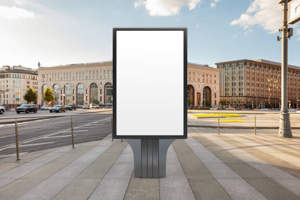 istock Advertising billboard stand mock up on the street. 1281428633