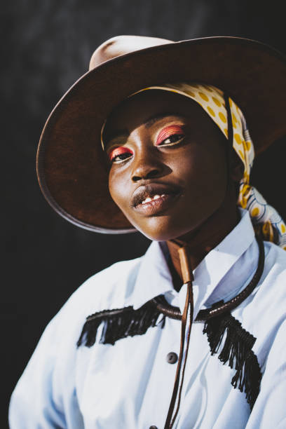 istock Black model against a black background. Beauty portrait 1281430744