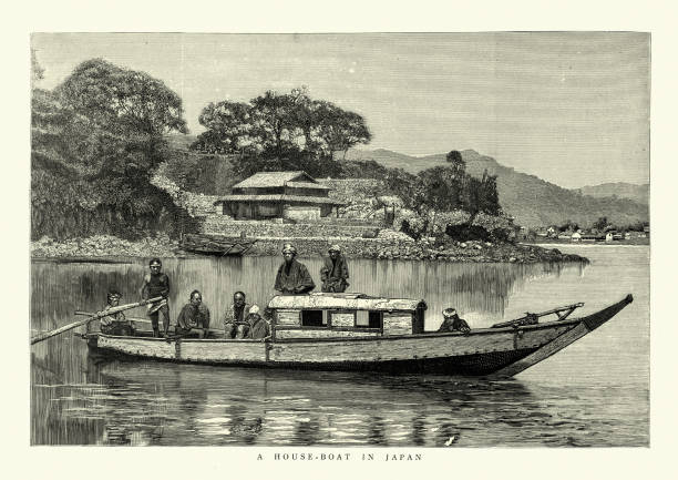 istock Traditional Japanese house boat, Japan, 1888, 19th Century 1281430979