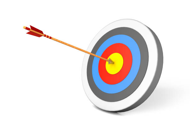 istock Target and arrow in the center. isolated on white background. 3d render 1281433815
